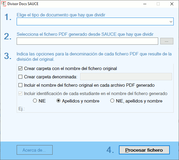 Divisor de documentos SAUCE